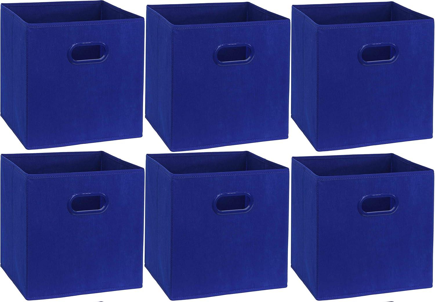 imageSimple Houseware Foldable Cube Storage Bins with Handles 11Inch Gray 6Pack Fabric Cubes Organizer for Closet or ShelvesDark Blue