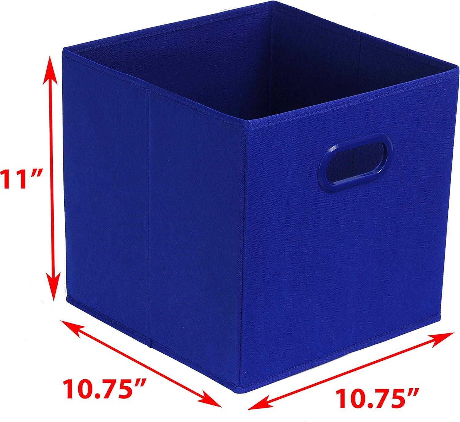 imageSimple Houseware Foldable Cube Storage Bins with Handles 11Inch Gray 6Pack Fabric Cubes Organizer for Closet or ShelvesDark Blue