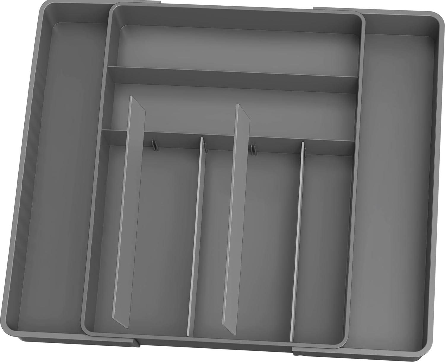 imageSimple Houseware Expandable amp Adjustable Cutlery Drawer Organizer Large Utensil and Flatware Tray for Kitchen Drawers WhiteGray