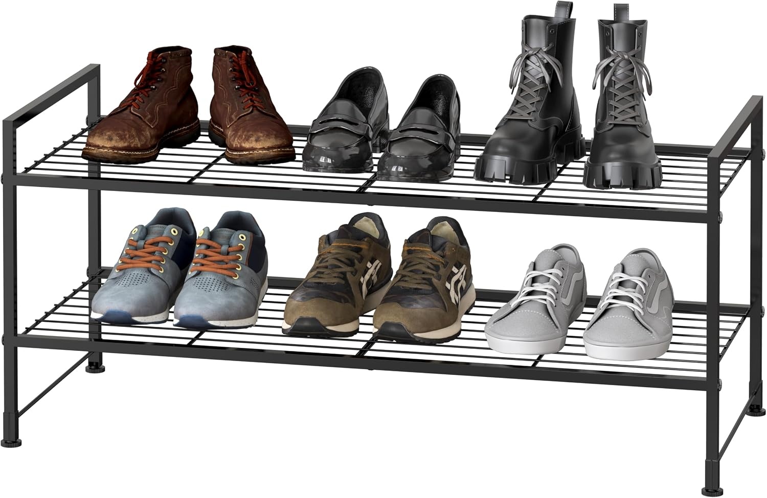 image:imageSimple Houseware 2Tier Stackable Wired Grid Shoe Rack BlackWired Grid Panel