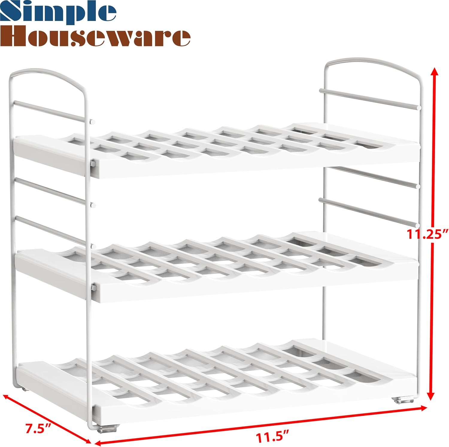 image:imageSimple Houseware Water Bottle Travel Mug Cabinet Adjustable Storage White
