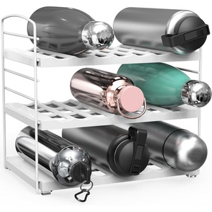 Simple Houseware Water Bottle Travel Mug Cabinet Adjustable Storage, White