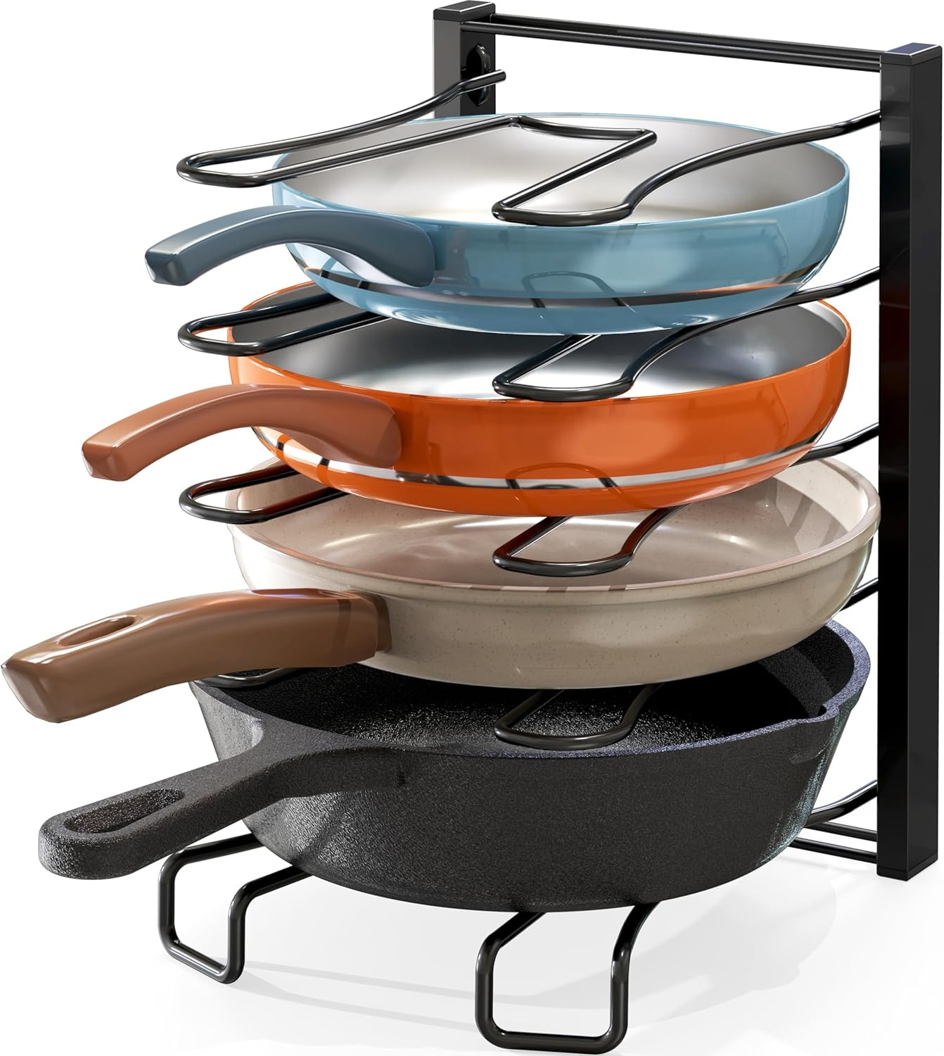 image:imageSimple Houseware 5 Compartments Height Adjustable Pan Organizer Black 2PackBlack