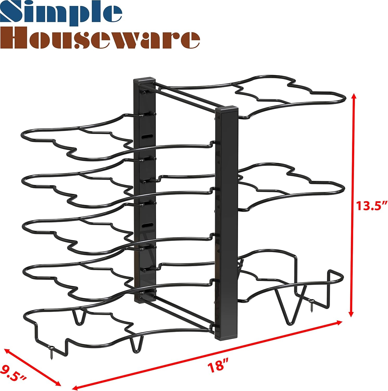 image:imageSimple Houseware 8 Compartments Height Adjustable PanPot Organizer Black