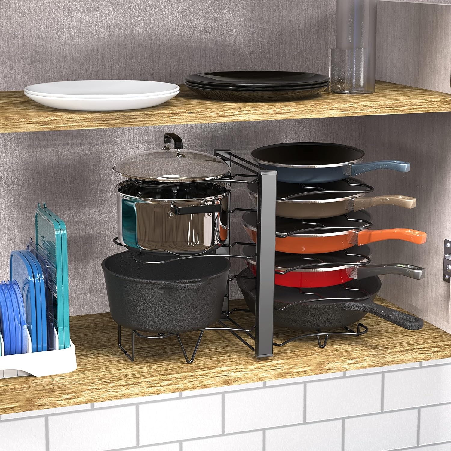 image:imageSimple Houseware 8 Compartments Height Adjustable PanPot Organizer Black