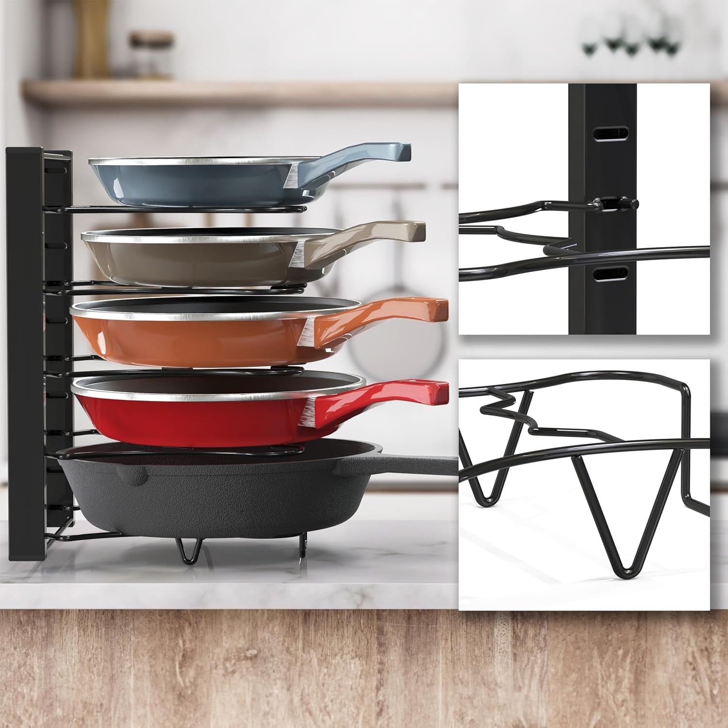 image:imageSimple Houseware 8 Compartments Height Adjustable PanPot Organizer Black