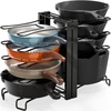 Simple Houseware 5 Compartments Height Adjustable Pan Organizer, Black, 2-Pack(Black)