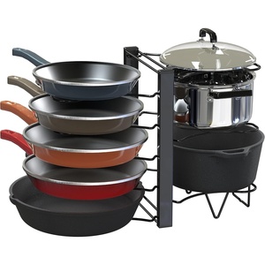 Simple Houseware 8 Compartments Height Adjustable Pan/Pot Organizer, Black
