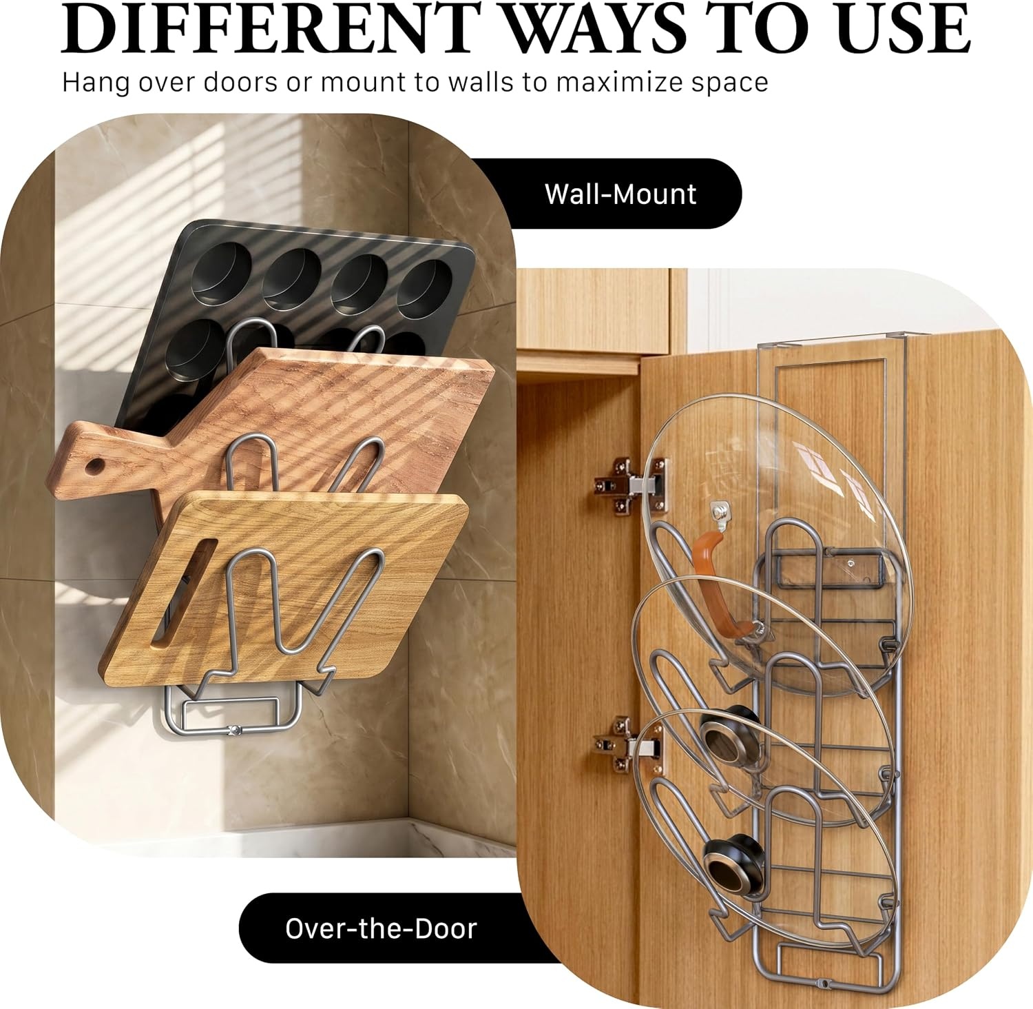 image:imageSimple Houseware 3Tier Removable Shelf Wall Mount Pot Lid Rack 2 Pack